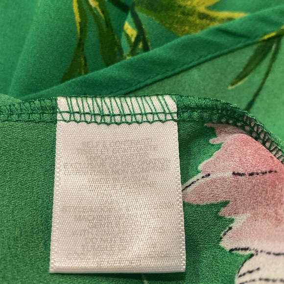 Chenault Green / White Floral Loose Fit Blouse Size Large - Picture 6 of 6